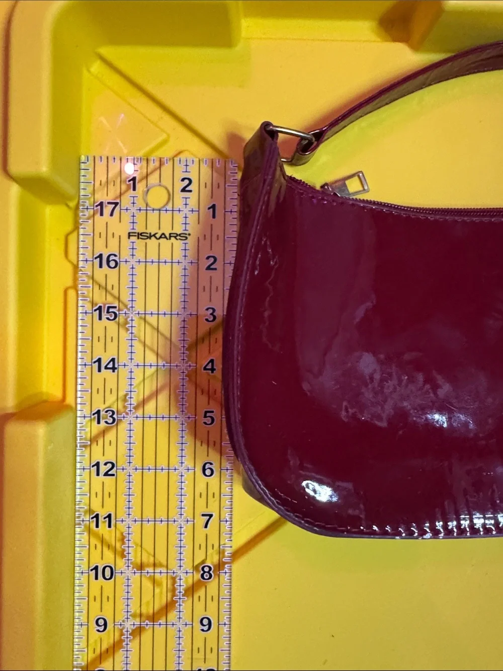 Patent Leather Shoulder Bag in Deep Burgundy